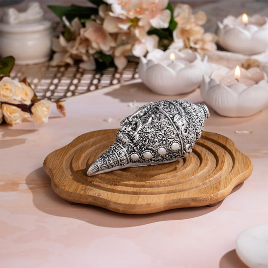 Ganesh Shankh (Conch) - Silver Plated (5 Inch)