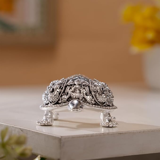 Ashtalakshmi Tortoise Idol - Silver Plated (3.5 inch)