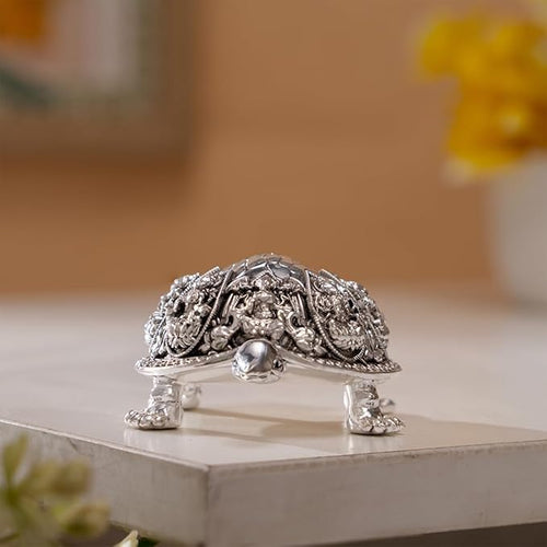 Ashtalakshmi Tortoise Idol - Silver Plated (3.5 inch)