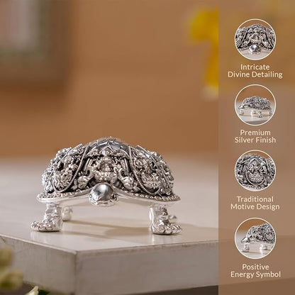 Ashtalakshmi Tortoise Idol - Silver Plated (3.5 inch)