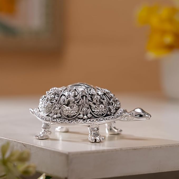 Ashtalakshmi Tortoise Idol - Silver Plated (3.5 inch)