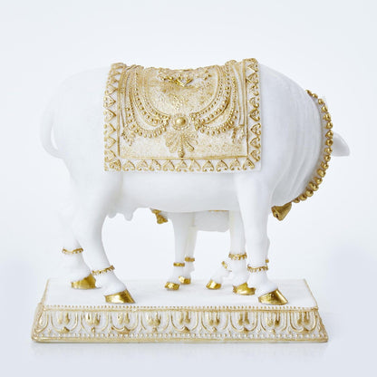 Kamdhenu Cow and Calf - Golden Plated