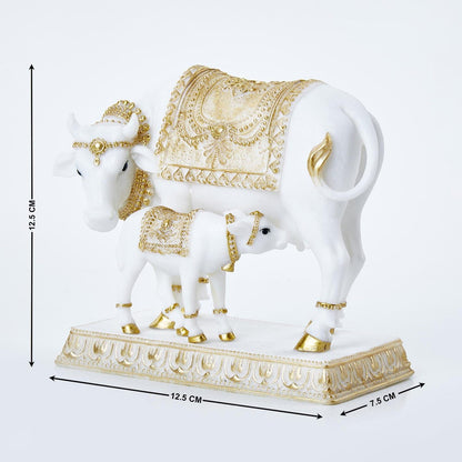 Kamdhenu Cow and Calf - Golden Plated