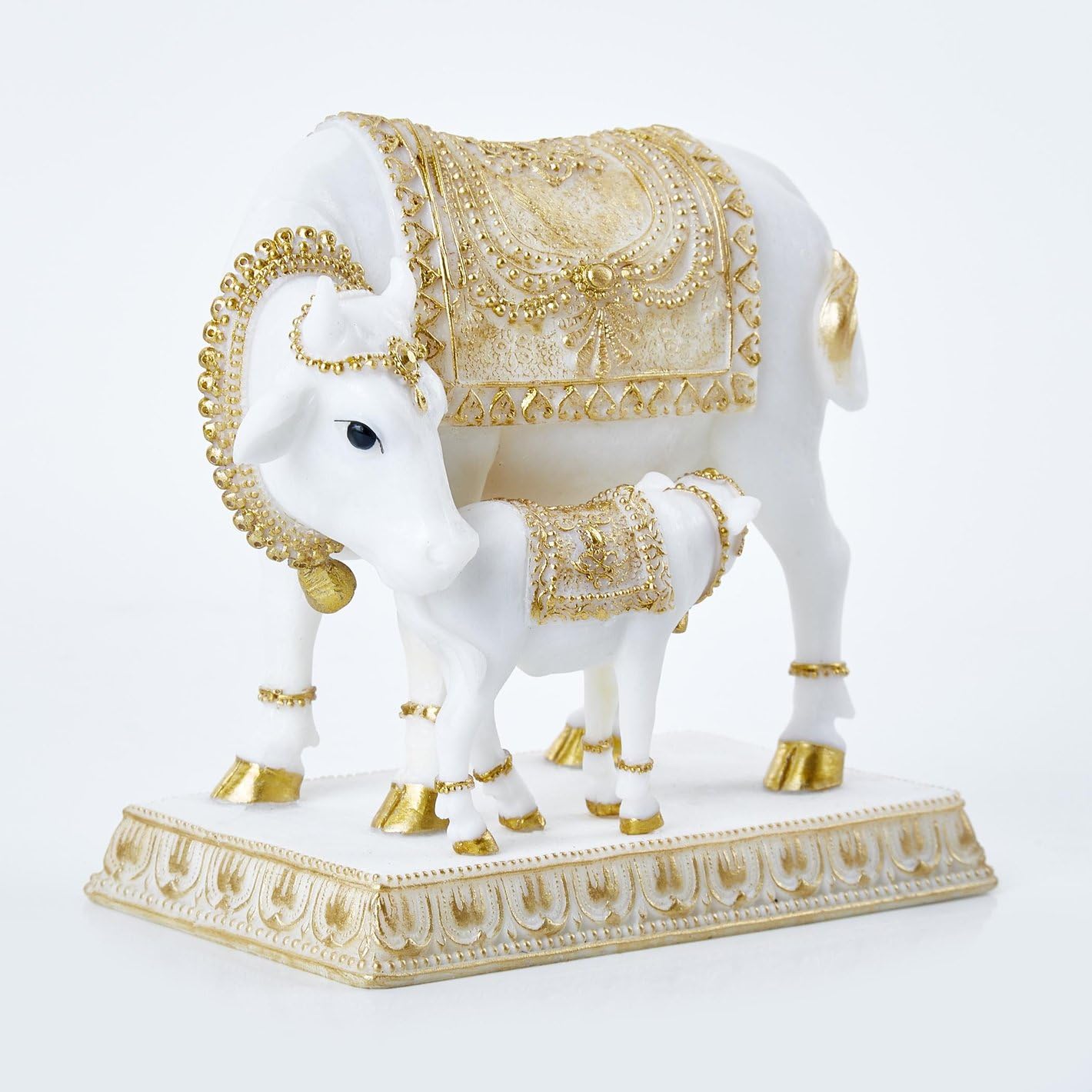 Kamdhenu Cow and Calf - Golden Plated